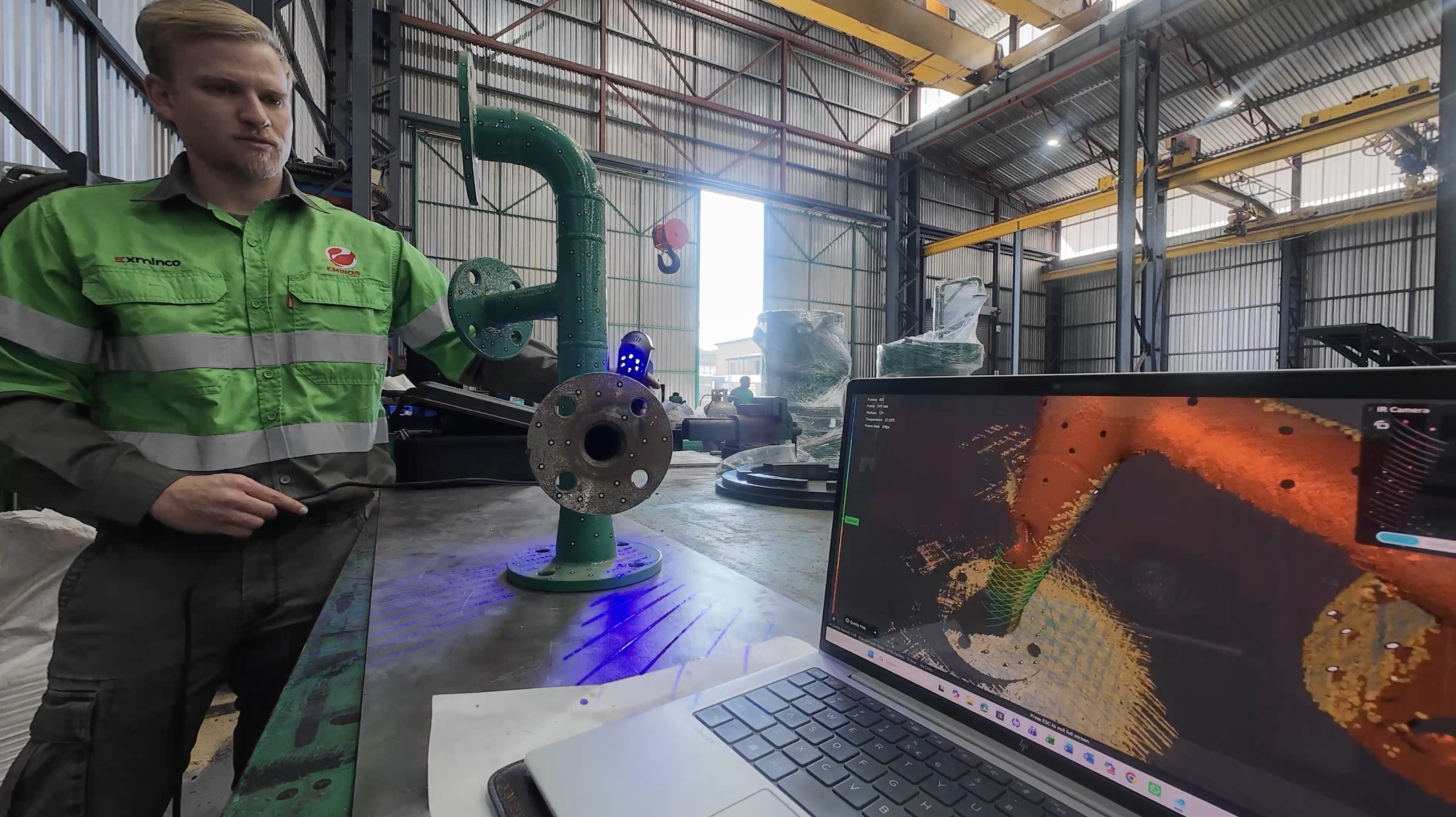 Louis van Rooyen from Exminco demonstrating Exmino's 3D Scanning Technology